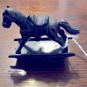 Vintage Black Metal Rocking Horse Pen Sharper